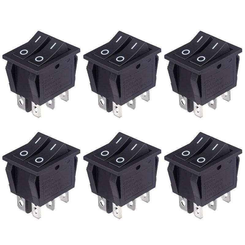 VEXUNGA 6pcs Mini Rocker Switch 6 Pin 20A 125V AC 16A 250V Double Rocker Switch On Off 2 Position SPST Black Boat Switches for Car Marine Home Appliances - Image 1
